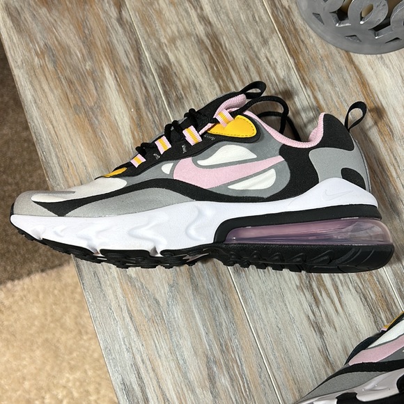 Nike Air Max 270 React Particle Grey-Arctic Pink-Sulfur Sneakers - 5.5Y - New - Picture 7 of 10